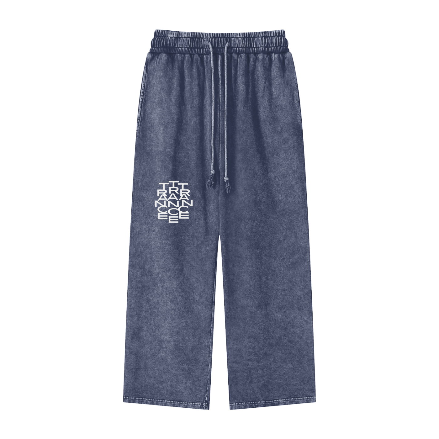 Acid Wash Baggy Straight Leg Denim-Blue Pants