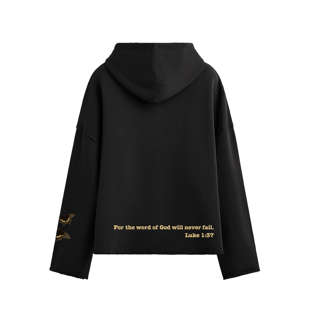 Unisex Cropped Boxy Hoodie (Luke 1:37)