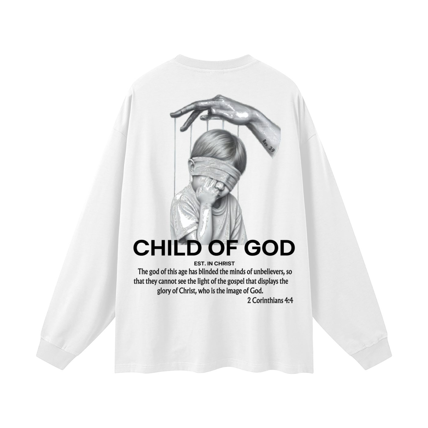 Unisex Streetwear Cotton Long Sleeve Tee (White)
